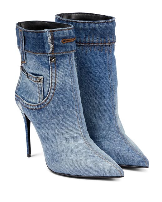 Dolce & Gabbana Blue Cardinale Denim Ankle Boots
