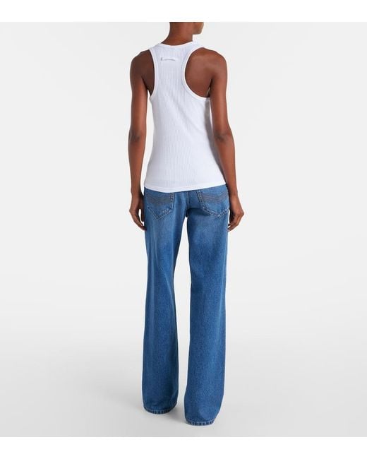 Jean Paul Gaultier White Piercing Cotton Jersey Tank Top