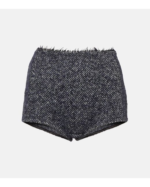 Christopher Esber Gray High-rise Herringbone Shorts