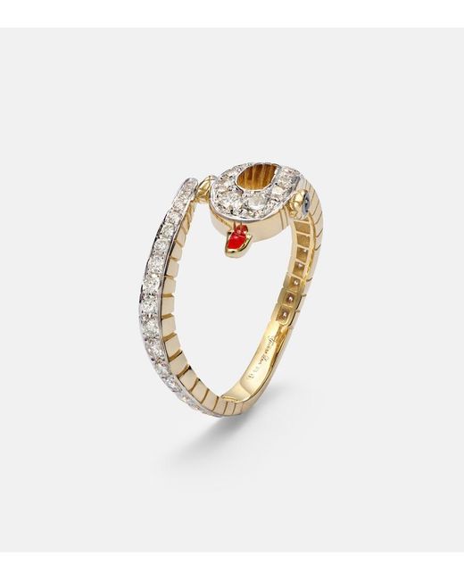 Yvonne Léon White Python 9Kt Ring With Diamonds