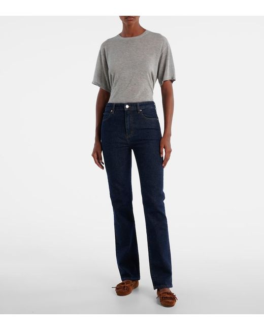 FRAME Blue Ruler Mid-Rise Straight Jeans