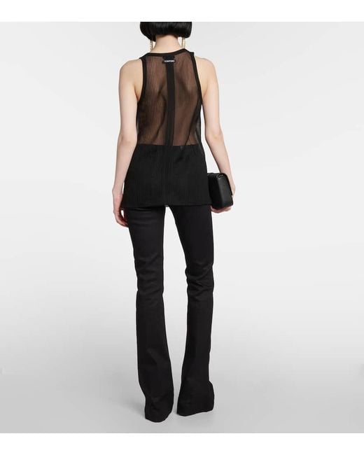 Tom Ford Gray Semi-Sheer Ribbed Jersey Tank Top