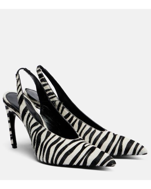 The Attico Black Viper Zebra-Print Calf Hair Pumps