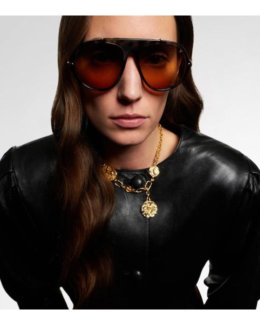 Chloé Brown Aly Combi Aviator Sunglasses
