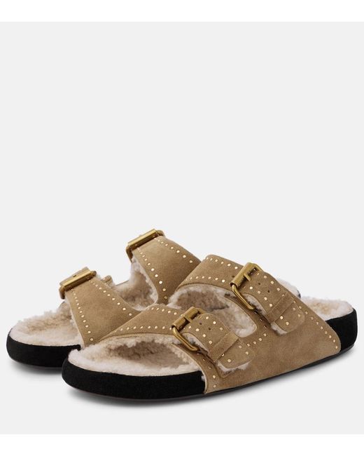 Isabel Marant Brown Lennyo Suede Slides
