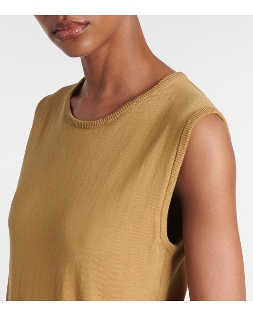 Lemaire Yellow Knitted Tie-Detail Cotton Top