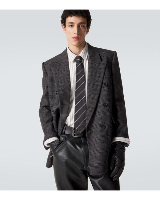 Saint Laurent White Striped Silk Twill Tie for men