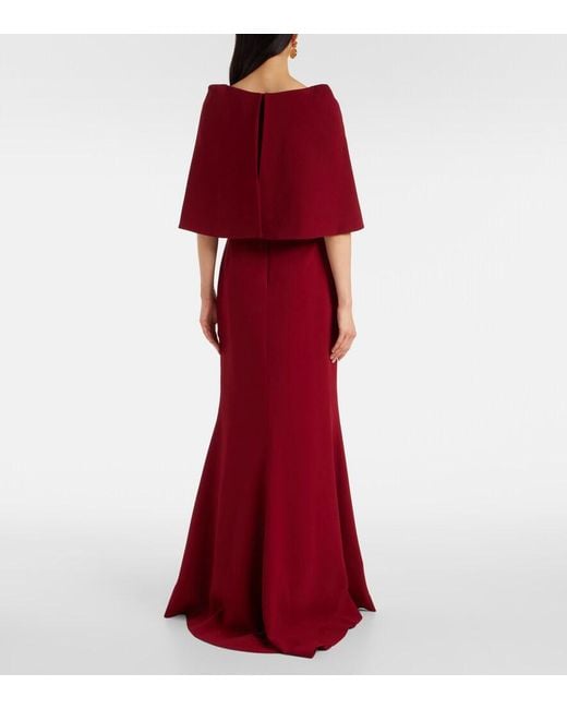 Elie Saab Red Caped Cady Gown