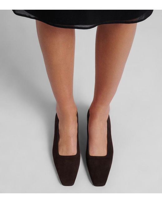 The Row Brown June Suede Wedges