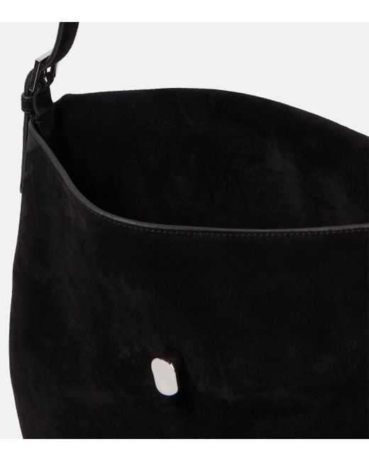 SAVETTE Black Tondo Large Suede Shoulder Bag