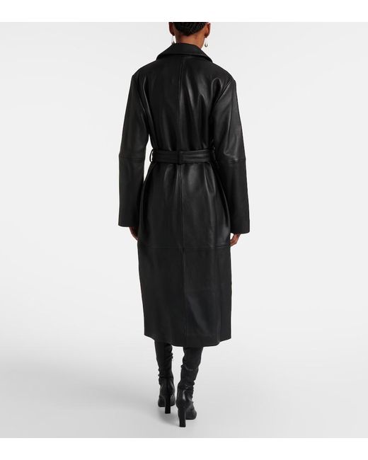Totême Black Belted Leather Coat