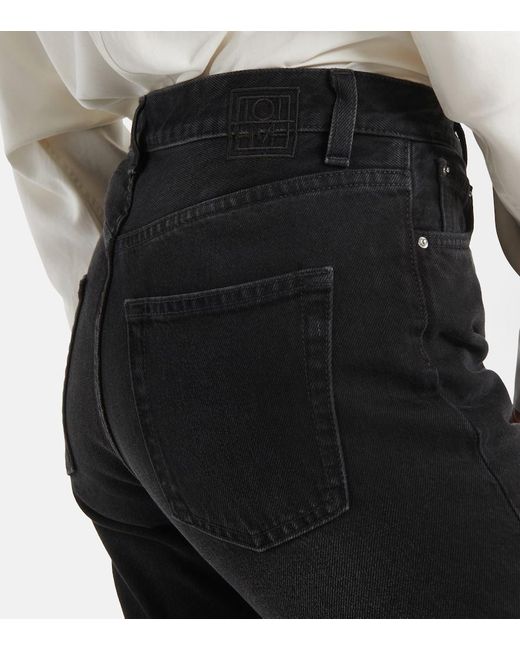 Jeans cropped a vita media di Totême  in Black