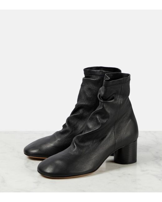 Isabel Marant Black Laeden Leather Ankle Boots