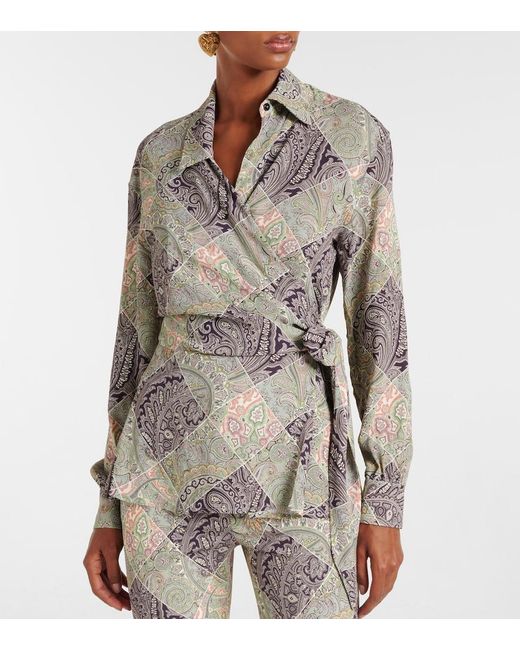 Top Envolvente Estampado Etro de color Gray