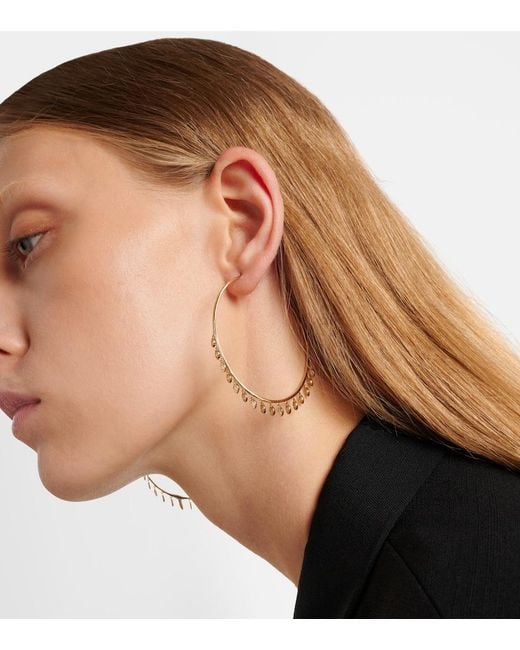 Sydney Evan Metallic 14Kt Hoop Earrings With Diamonds