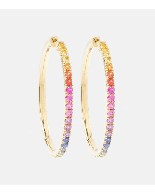 Robinson Pelham Pink Giant Orb 14kt Gold Hoop Earrings With Sapphires