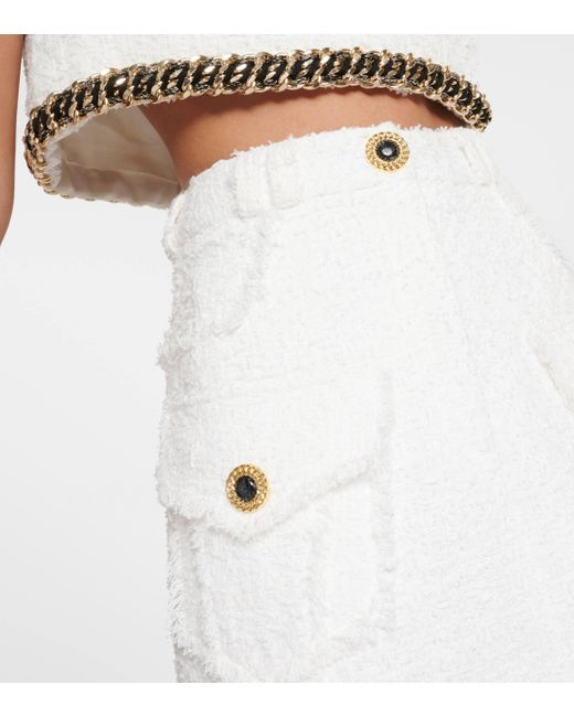 Balmain White Tweed Miniskirt