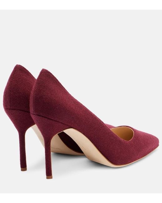 Manolo Blahnik Red Bb 90 Wool Pumps