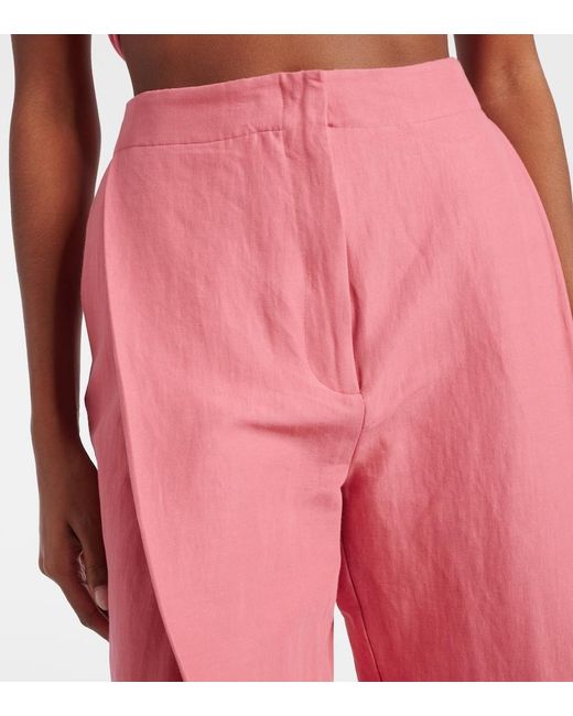 TOVE Red Santu Linen And Cotton-Blend Culottes
