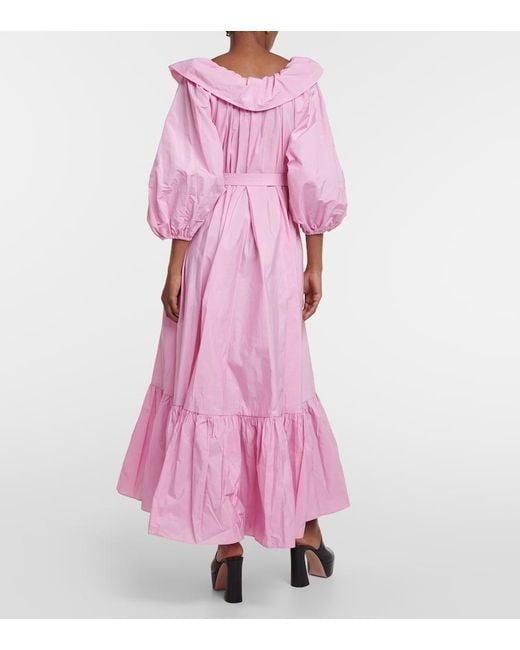 Patou Pink Off-Shoulder Faille Maxi Dress