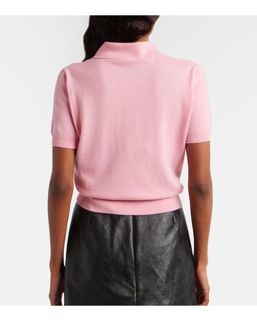 Gucci Pink Double G Wool Polo Shirt