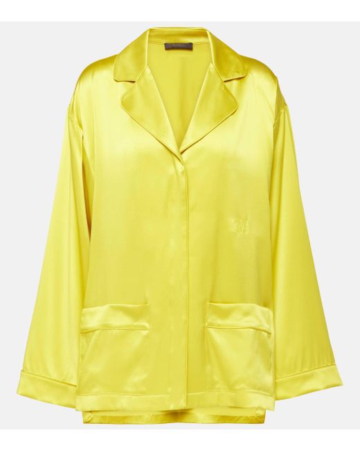 Max Mara Yellow Elegante Vasaio Silk Pajama Shirt