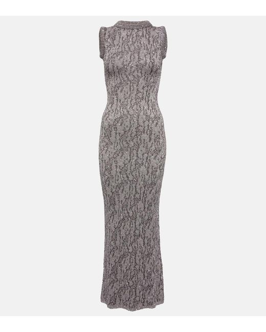 Acne Gray Sequined Jacquard Maxi Dress