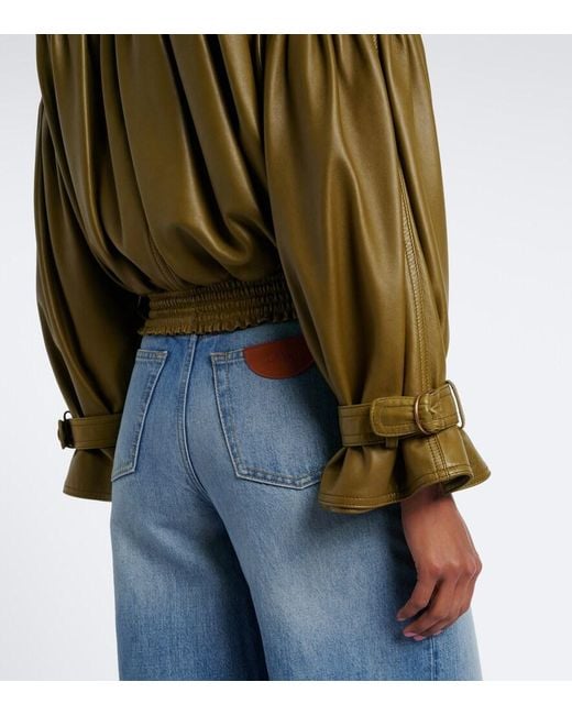 Chloé Green Cropped Leather Jacket