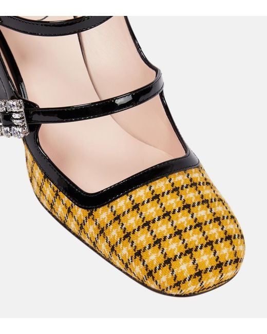 Roger Vivier Metallic Tres Vivier Babies Tweed Checked Pumps