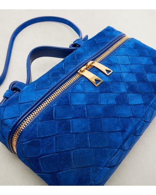Bottega Veneta Blue Bang Bang Intrecciato Suede Vanity Bag