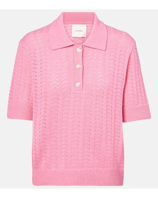 Lisa Yang Pink Masy Cashmere Polo Sweater