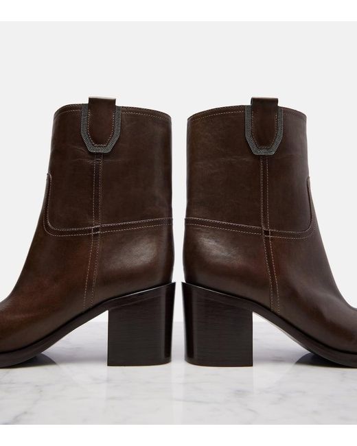 Brunello Cucinelli Brown Leather Ankle Boots