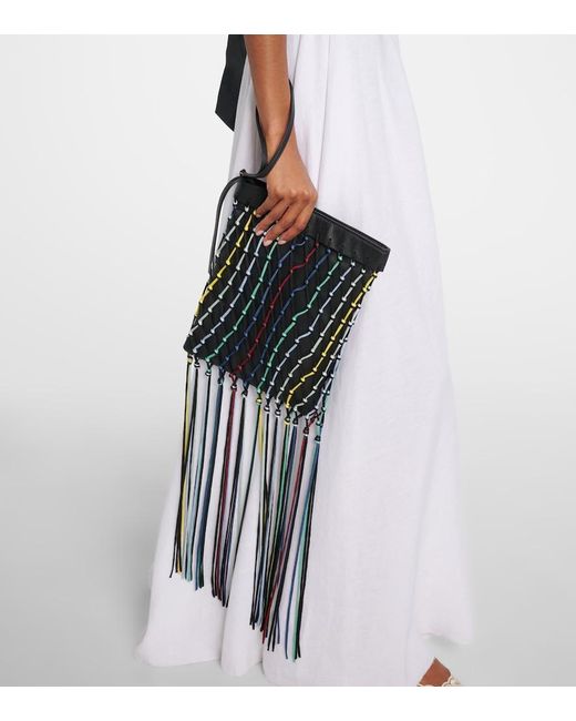 Gabriela Hearst Black Naila Fringed Leather Pouch