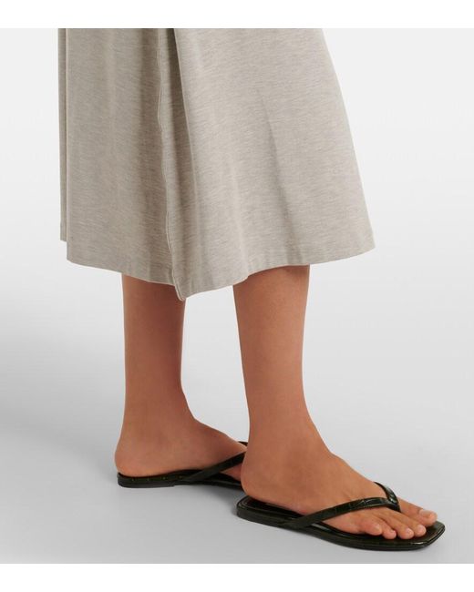 Totême Gray Jersey Gathered Midi Dress