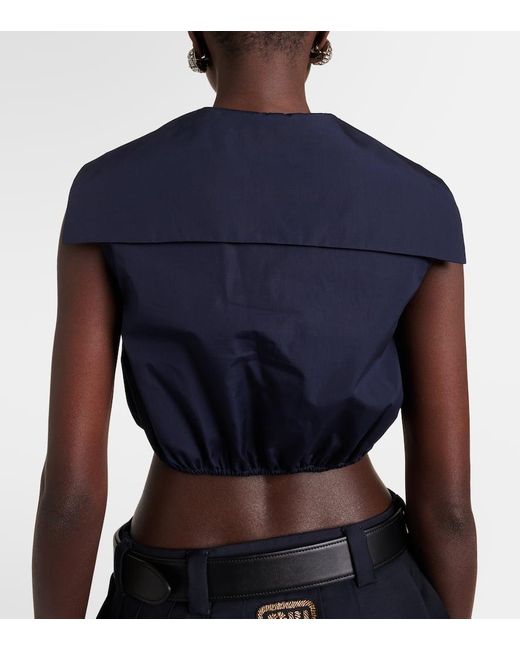 Miu Miu Blue Cropped-Hemd Aus Baumwolle