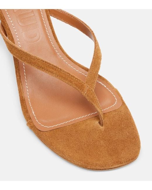 Staud Brown Freja 60 Suede Thong Sandals