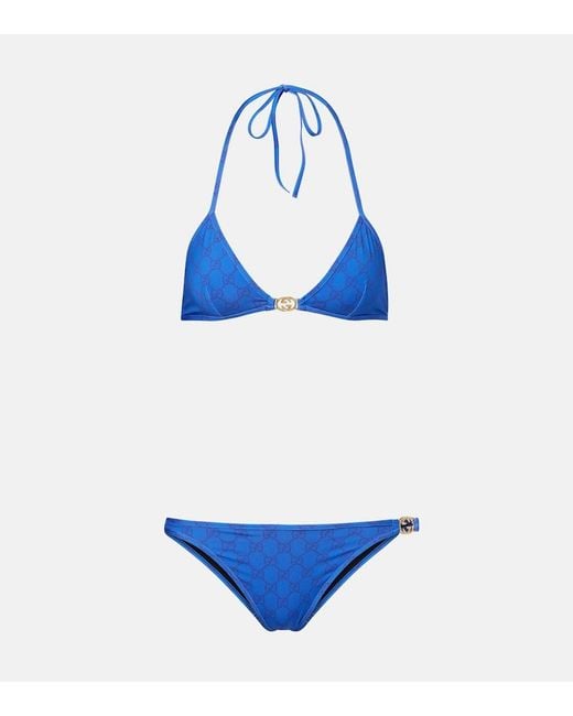 Gucci Blue Interlocking G Bikini