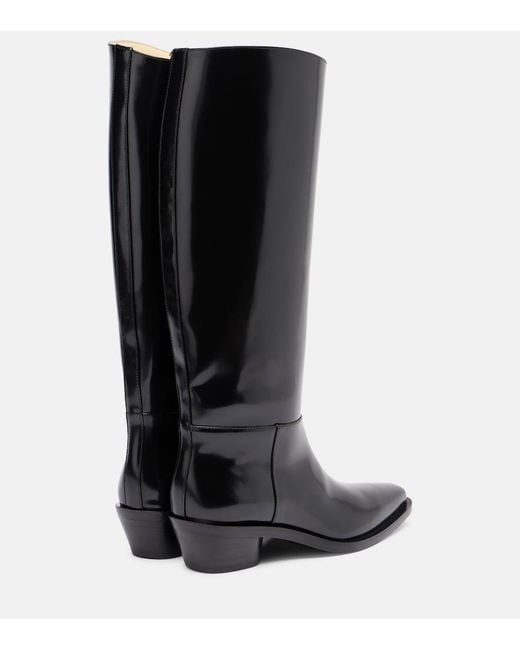 Proenza Schouler Black Bronco Leather Knee-High Boots
