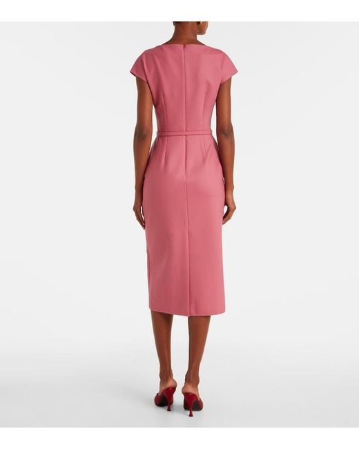 Oscar de la Renta Pink Floral-Applique Midi Dress