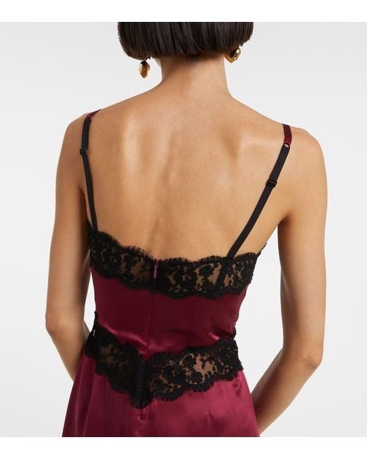 Dolce & Gabbana Red Silk And Cotton-Blend Midi Dress