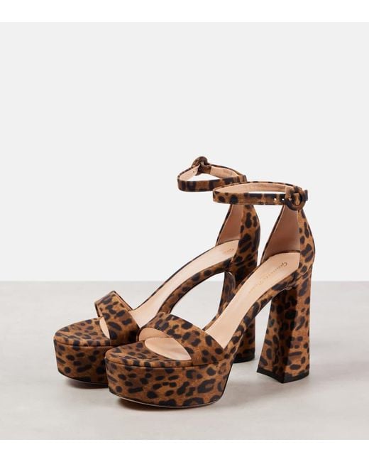 Gianvito Rossi Brown Leopard-Print Sandals