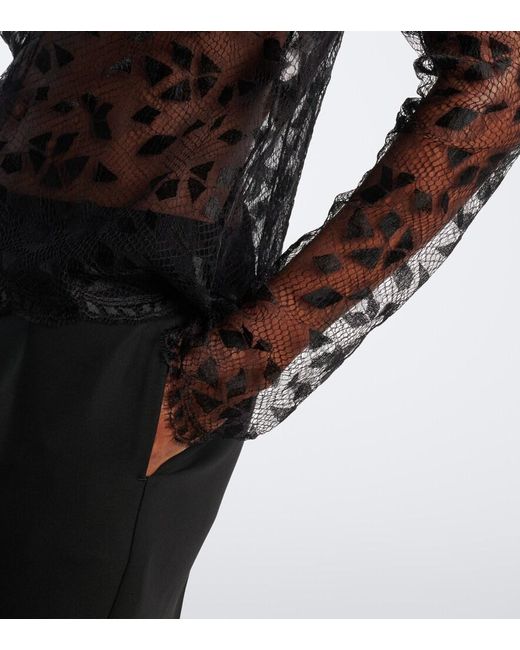 Fendi Black Sheer Lace Top