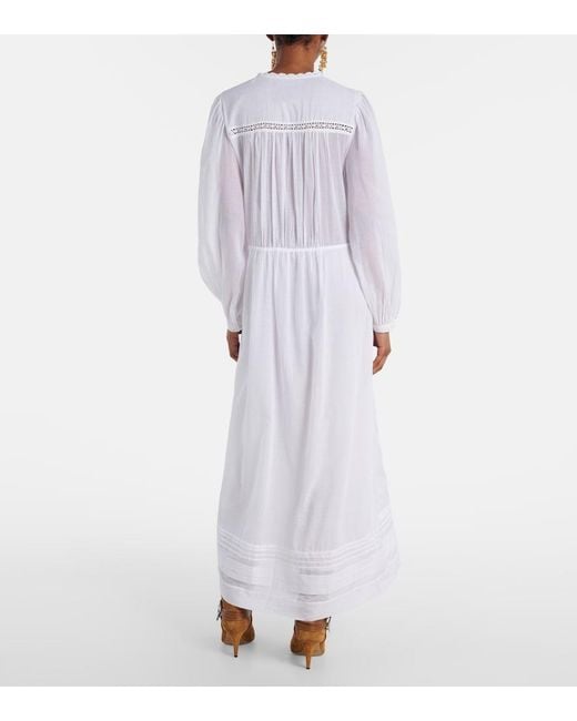 Isabel Marant White Gisela Lace-Trimmed Cotton Maxi Dress