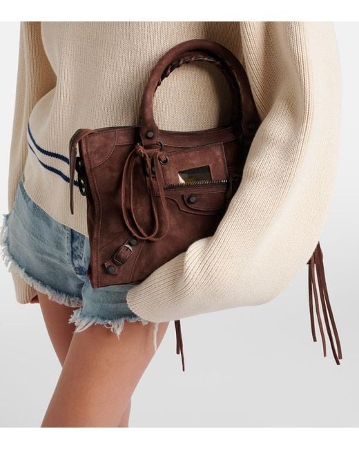 Balenciaga Brown Le City Small Suede Top-Handle Bag