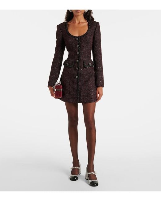 Self-Portrait Black Minikleid Aus Tweed Mit Pailletten