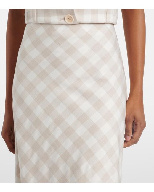Jonathan Simkhai White Noelle Checked Maxi Skirt