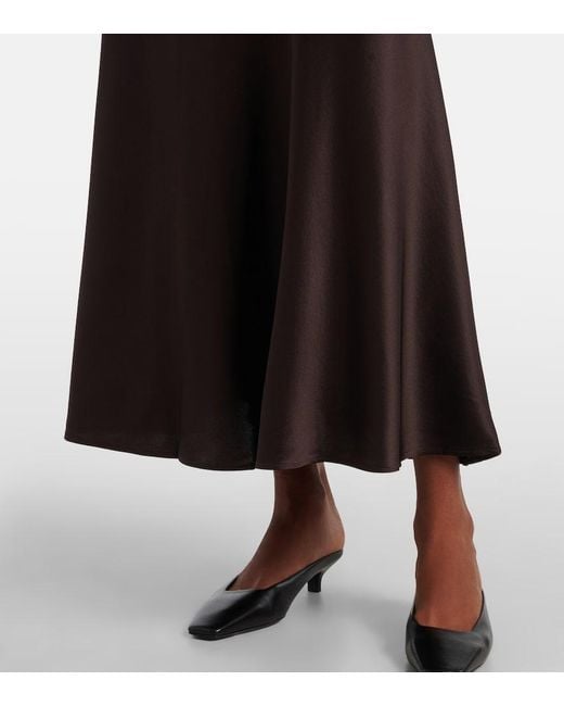 Staud Brown Freda Ruched Silk-Blend Gown
