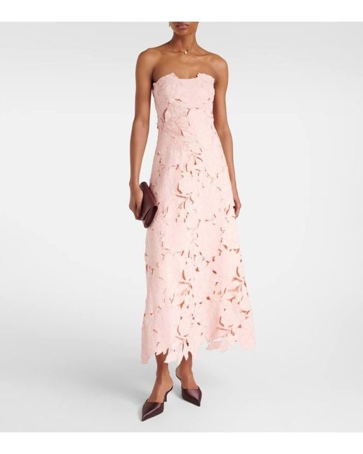 Vestido Midi Norina De Saten Cortado A Laser Costarellos de color Pink