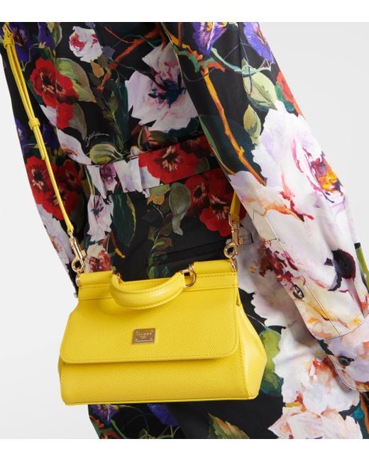 Dolce & Gabbana Yellow Sicily Small Leather Shoulder Bag
