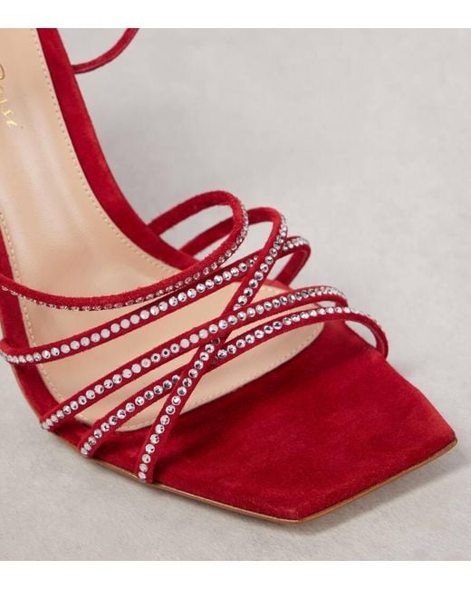 Gianvito Rossi Red Sandalen 105 Aus Veloursleder Mit Kristallen